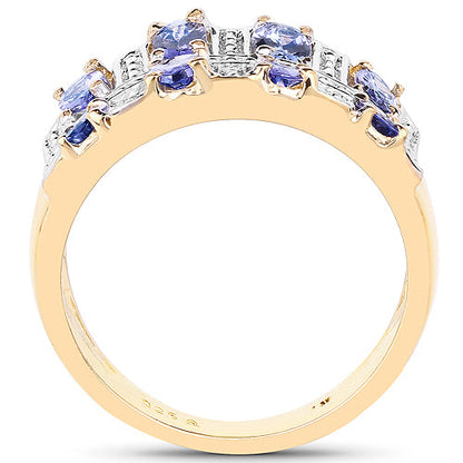 14K Yellow Gold Plated 1.68 Carat Genuine Tanzanite .925 Sterling Silver Ring by Bids.com