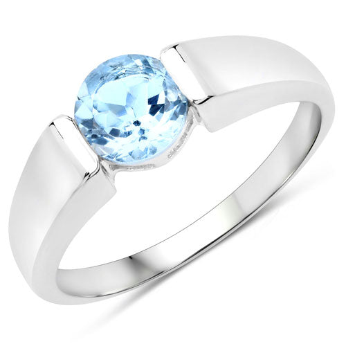 1.05 Carat Genuine Blue Topaz .925 Sterling Silver Ring  DestGlow