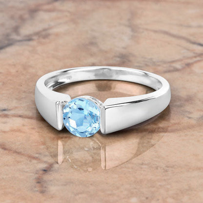 1.05 Carat Genuine Blue Topaz .925 Sterling Silver Ring  DestGlow