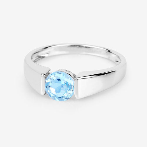 1.05 Carat Genuine Blue Topaz .925 Sterling Silver Ring  DestGlow