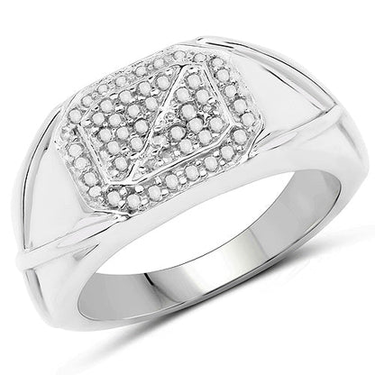 14K White Gold Plated 0.24 Carat Genuine White Diamond .925 Sterling Silver Ring by Bids.com
