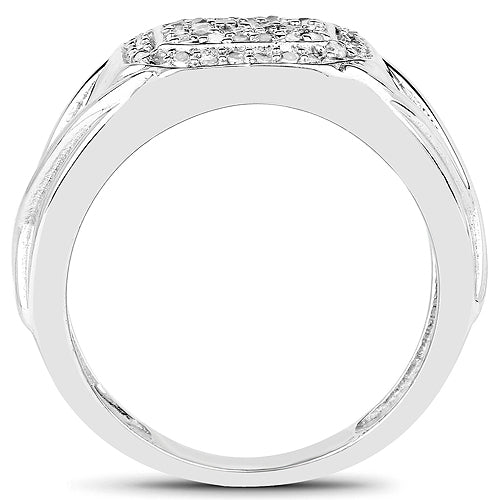 14K White Gold Plated 0.24 Carat Genuine White Diamond .925 Sterling Silver Ring by Bids.com