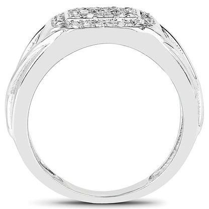 14K White Gold Plated 0.24 Carat Genuine White Diamond .925 Sterling Silver Ring by Bids.com