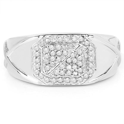 14K White Gold Plated 0.24 Carat Genuine White Diamond .925 Sterling Silver Ring by Bids.com