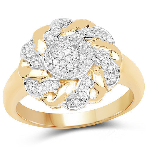 14K Yellow Gold Plated 0.28 Carat Genuine White Diamond .925 Sterling Silver Ring  DestGlow