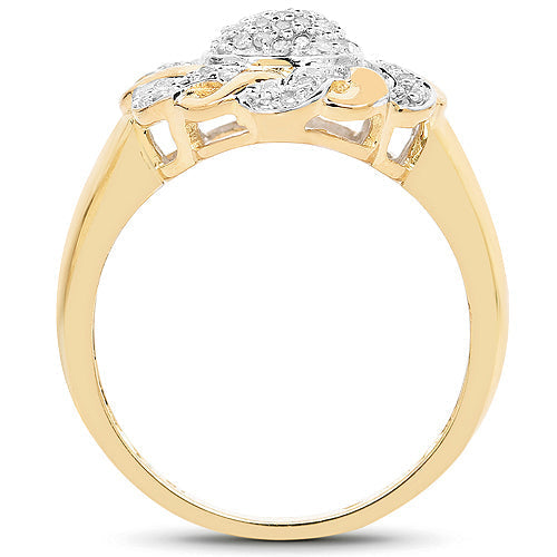 14K Yellow Gold Plated 0.28 Carat Genuine White Diamond .925 Sterling Silver Ring  DestGlow