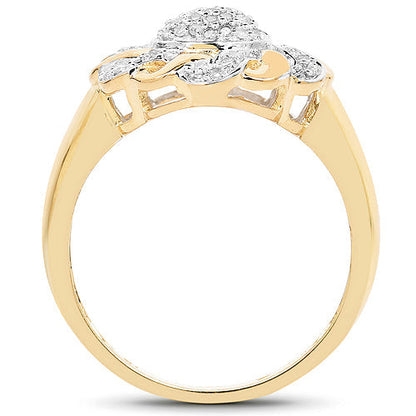 14K Yellow Gold Plated 0.28 Carat Genuine White Diamond .925 Sterling Silver Ring  DestGlow