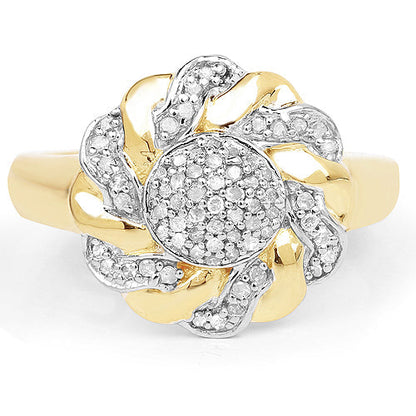 14K Yellow Gold Plated 0.28 Carat Genuine White Diamond .925 Sterling Silver Ring  DestGlow