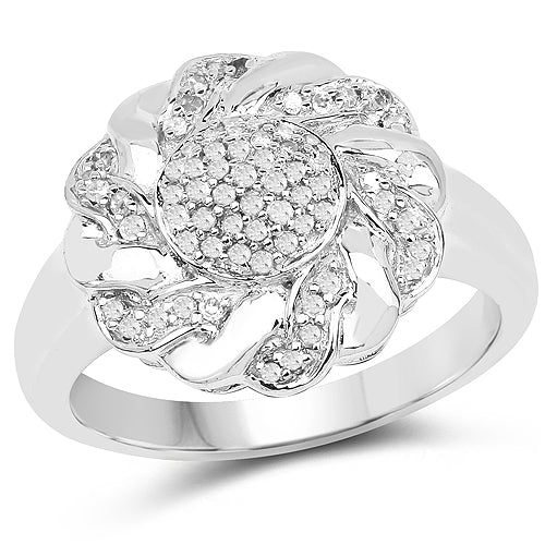 14K Yellow Gold Plated 0.28 Carat Genuine White Diamond .925 Sterling Silver Ring by Bids.com