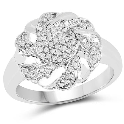 14K Yellow Gold Plated 0.28 Carat Genuine White Diamond .925 Sterling Silver Ring by Bids.com