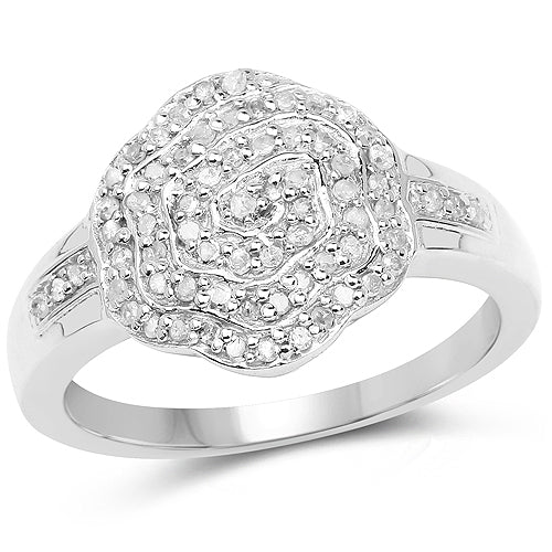 14K Yellow Gold Plated 0.29 Carat Genuine White Diamond .925 Sterling Silver Ring by Bids.com