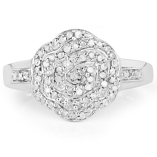 14K Yellow Gold Plated 0.29 Carat Genuine White Diamond .925 Sterling Silver Ring by Bids.com