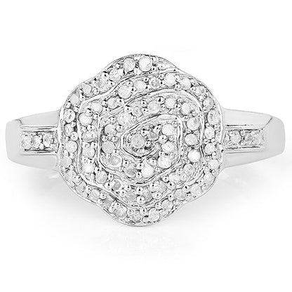 14K Yellow Gold Plated 0.29 Carat Genuine White Diamond .925 Sterling Silver Ring by Bids.com