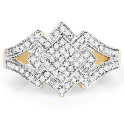 14K Yellow Gold Plated 0.32 Carat Genuine White Diamond .925 Sterling Silver Ring  DestGlow