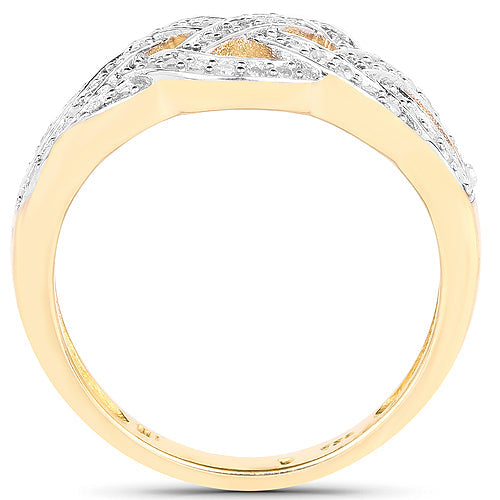 14K Yellow Gold Plated 0.26 Carat Genuine White Diamond .925 Sterling Silver Ring by Bids.com