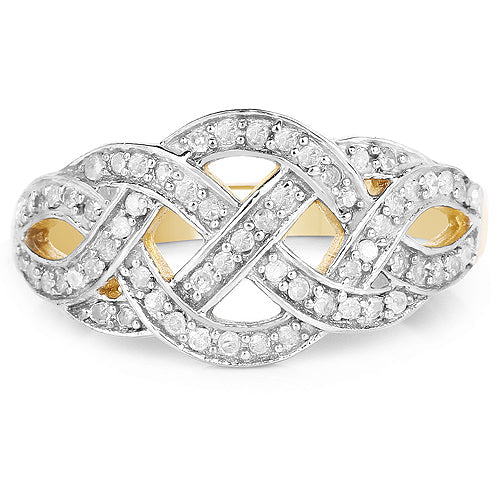 14K Yellow Gold Plated 0.26 Carat Genuine White Diamond .925 Sterling Silver Ring by Bids.com