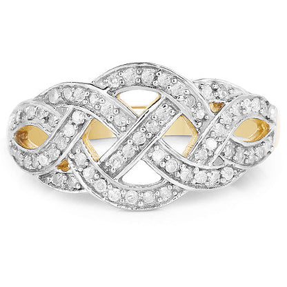 14K Yellow Gold Plated 0.26 Carat Genuine White Diamond .925 Sterling Silver Ring by Bids.com