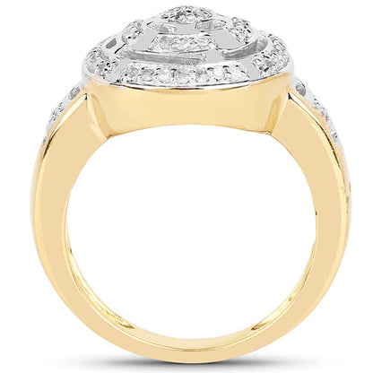 14K Yellow Gold Plated 0.21 Carat Genuine White Diamond .925 Sterling Silver Ring by Bids.com