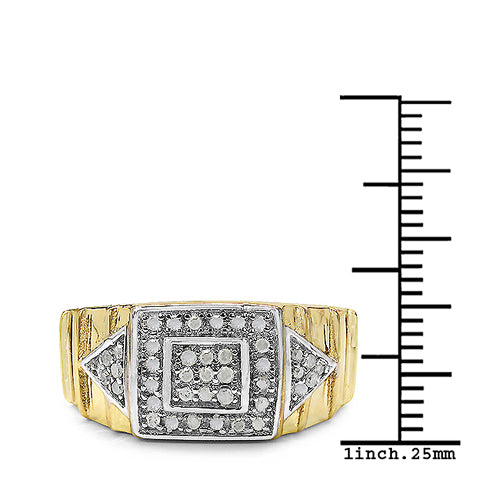 14K Yellow Gold Plated 0.21 Carat Genuine White Diamond .925 Sterling Silver Ring by Bids.com