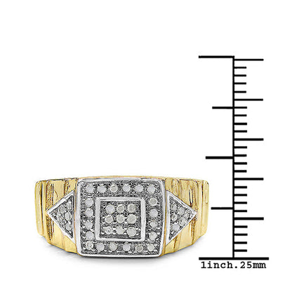 14K Yellow Gold Plated 0.21 Carat Genuine White Diamond .925 Sterling Silver Ring by Bids.com