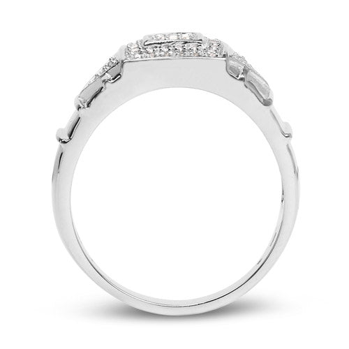 14K White Gold Plated 0.21 Carat Genuine White Diamond .925 Sterling Silver Ring by Bids.com