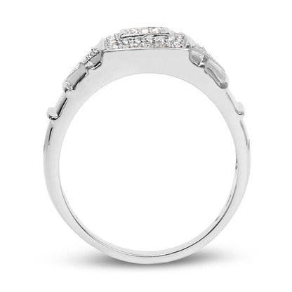 14K White Gold Plated 0.21 Carat Genuine White Diamond .925 Sterling Silver Ring by Bids.com