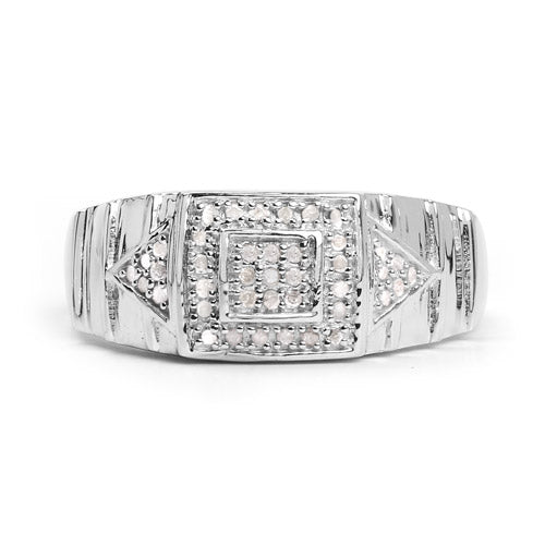 14K White Gold Plated 0.21 Carat Genuine White Diamond .925 Sterling Silver Ring by Bids.com