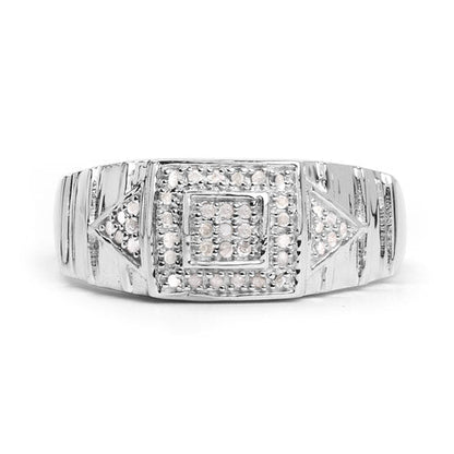 14K White Gold Plated 0.21 Carat Genuine White Diamond .925 Sterling Silver Ring by Bids.com