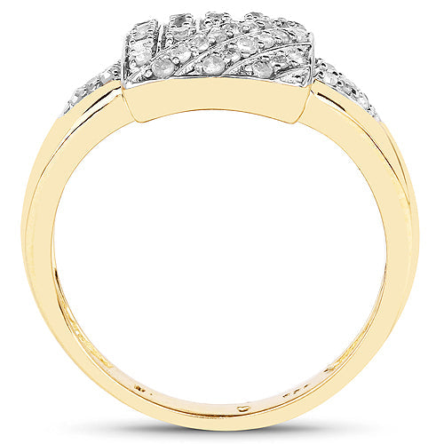 14K Yellow Gold Plated 0.23 Carat Genuine White Diamond .925 Sterling Silver Ring by Bids.com