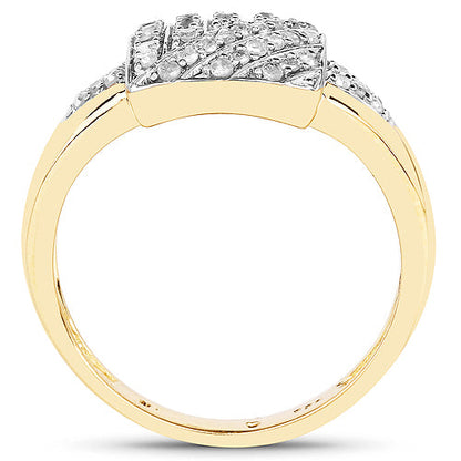 14K Yellow Gold Plated 0.23 Carat Genuine White Diamond .925 Sterling Silver Ring by Bids.com