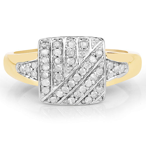 14K Yellow Gold Plated 0.23 Carat Genuine White Diamond .925 Sterling Silver Ring by Bids.com