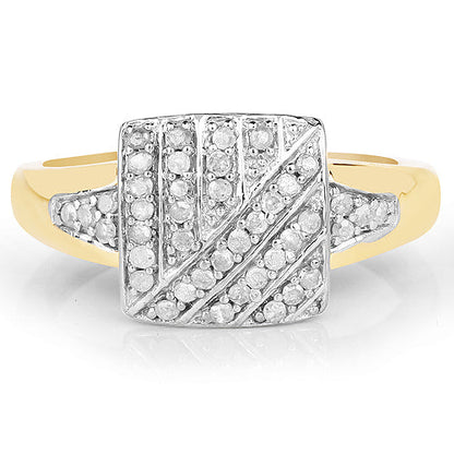 14K Yellow Gold Plated 0.23 Carat Genuine White Diamond .925 Sterling Silver Ring by Bids.com
