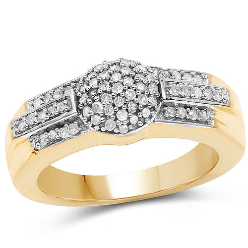 14K Yellow Gold Plated 0.30 Carat Genuine White Diamond .925 Sterling Silver Ring  DestGlow