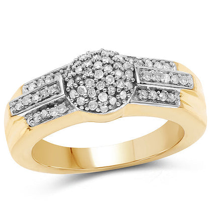 14K Yellow Gold Plated 0.30 Carat Genuine White Diamond .925 Sterling Silver Ring  DestGlow