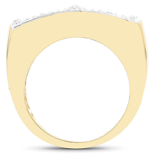 14K Yellow Gold Plated 0.25 Carat Genuine White Diamond .925 Sterling Silver Ring by Bids.com