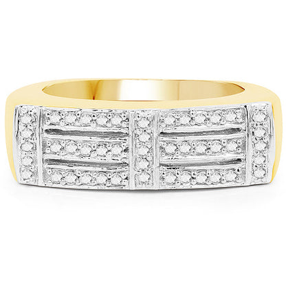 14K Yellow Gold Plated 0.25 Carat Genuine White Diamond .925 Sterling Silver Ring by Bids.com