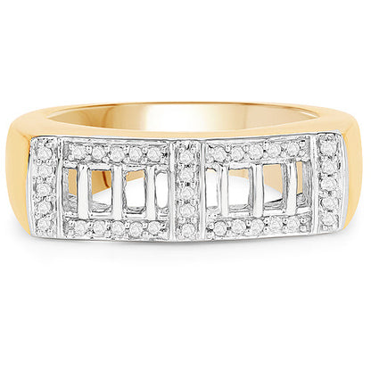 14K Yellow Gold Plated 0.19 Carat Genuine White Diamond .925 Sterling Silver Ring by Bids.com