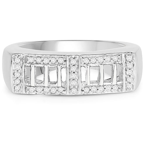 14K Yellow Gold Plated 0.19 Carat Genuine White Diamond .925 Sterling Silver Ring by Bids.com