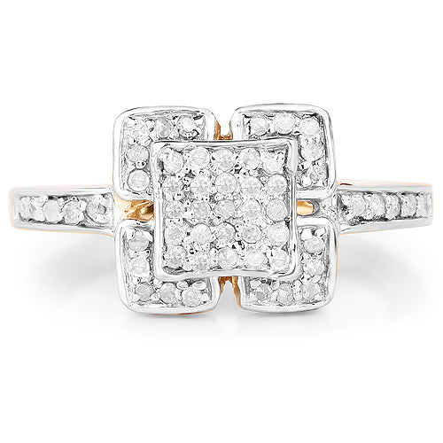 14K Yellow Gold Plated 0.24 Carat Genuine White Diamond .925 Sterling Silver Ring by Bids.com