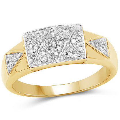 14K Yellow Gold Plated 0.21 Carat Genuine White Diamond .925 Sterling Silver Ring by Bids.com