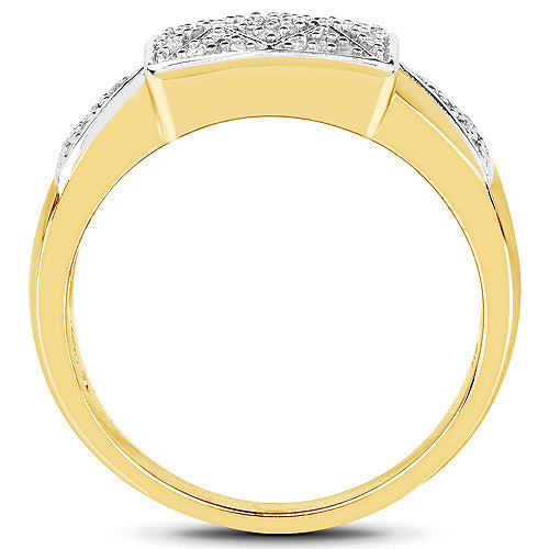 14K Yellow Gold Plated 0.21 Carat Genuine White Diamond .925 Sterling Silver Ring by Bids.com