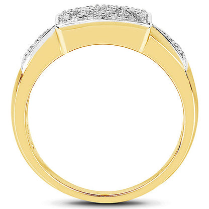 14K Yellow Gold Plated 0.21 Carat Genuine White Diamond .925 Sterling Silver Ring by Bids.com