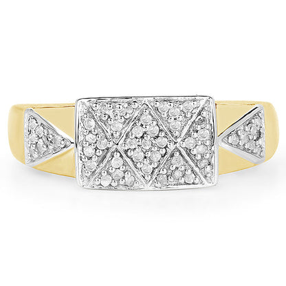 14K Yellow Gold Plated 0.21 Carat Genuine White Diamond .925 Sterling Silver Ring by Bids.com