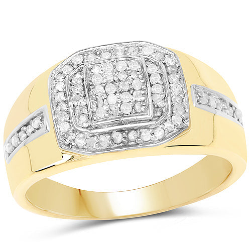14K Yellow Gold Plated 0.29 Carat Genuine White Diamond .925 Sterling Silver Ring by Bids.com
