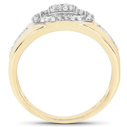 14K Yellow Gold Plated 0.29 Carat Genuine White Diamond .925 Sterling Silver Ring by Bids.com