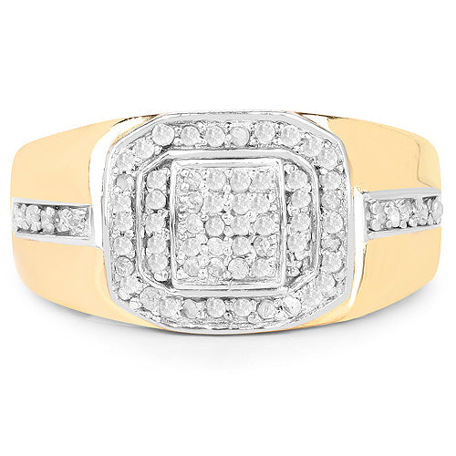 14K Yellow Gold Plated 0.29 Carat Genuine White Diamond .925 Sterling Silver Ring by Bids.com