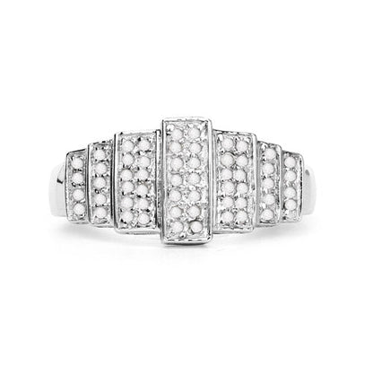 14K White Gold Plated 0.26 Carat Genuine White Diamond .925 Sterling Silver Ring by Bids.com