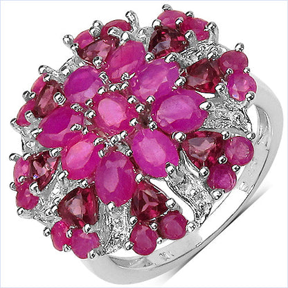 3.90 Carat Genuine Ruby &amp; Rhodolite .925 Sterling Silver Ring by Bids.com