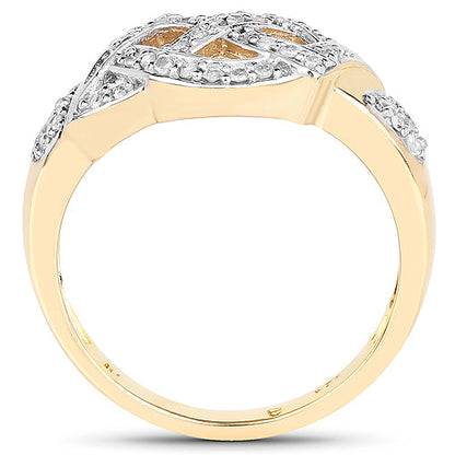 14K Yellow Gold Plated 0.21 Carat Genuine White Diamond .925 Sterling Silver Ring by Bids.com
