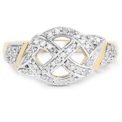 14K Yellow Gold Plated 0.21 Carat Genuine White Diamond .925 Sterling Silver Ring by Bids.com